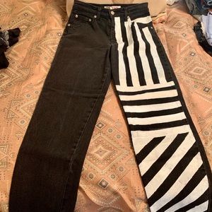 Hand painted black jeans